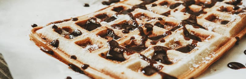 photo of waffles with chocolate on top
