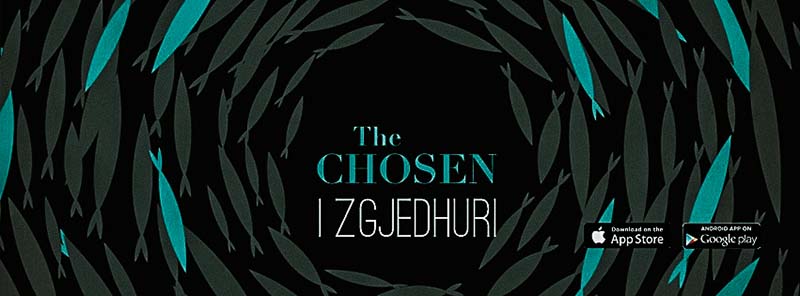 A graphic for the Albanian version of The Chosen